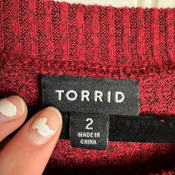 Torrid red crew neck knit top long sleeve size 2X J17 - Picture 2 of 5